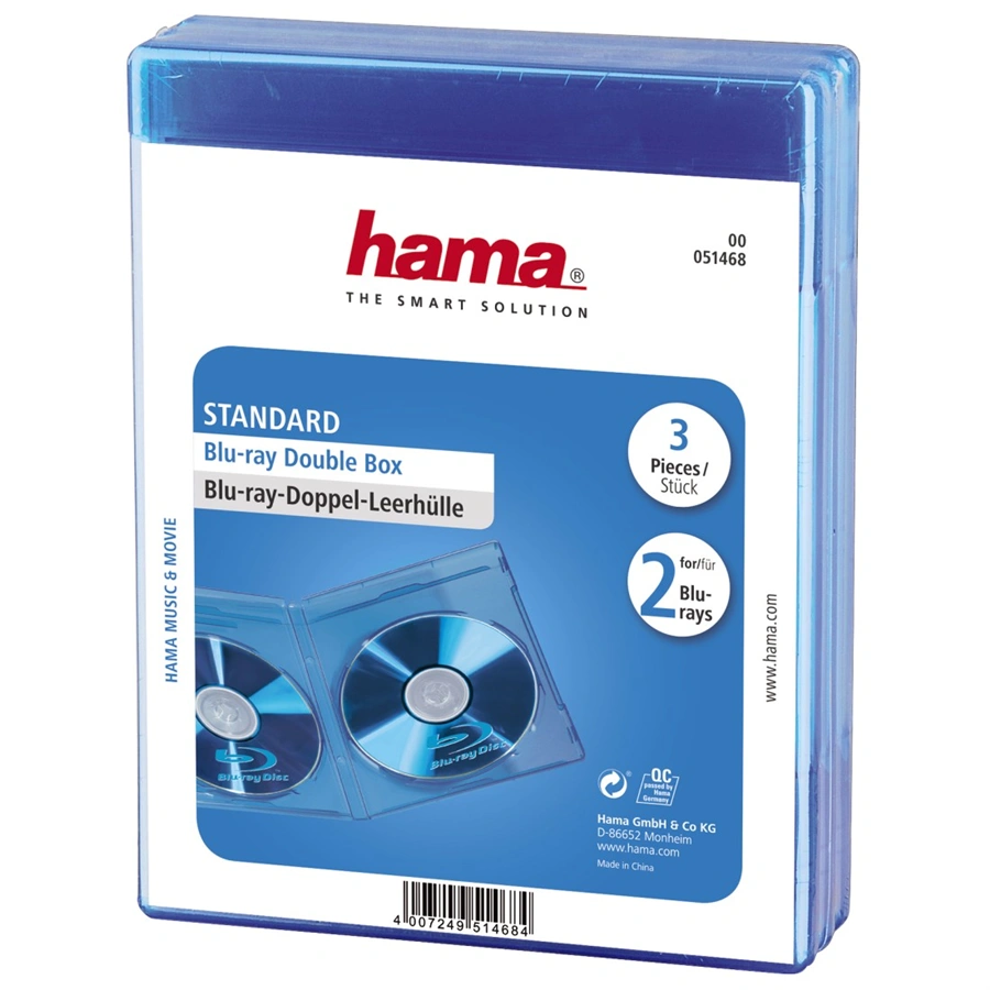 Hama obal na 2 Blu-ray disky, modrý, 3 ks v balení (cena za balenie)