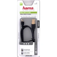 Hama micro USB 2.0 kbel, typ A - micro B, 0,75 m, ierny