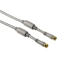 Hama SAT prepojovací kábel, F-vidlica - F-vidlica, 100 dB, pozlátený, ferity, edý, 3 m