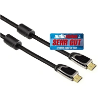 Hama HDMI kábel vidlica-vidlica, 3 m, pozlát., ferit. filtre, kovové vidlice, opletený, Ethernet