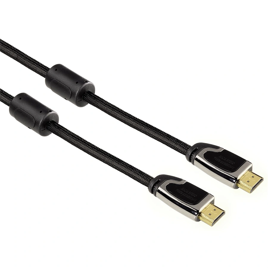 Hama HDMI kábel vidlica-vidlica, 3 m, pozlát., ferit. filtre, kovové vidlice, opletený, Ethernet