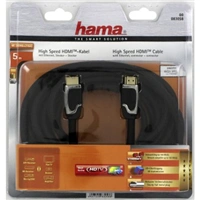 Hama HDMI kábel vidlica-vidlica, 5 m, pozlát., ferit. filtre, kovové vidlice, opletený, Ethernet