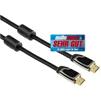 Hama HDMI kábel vidlica-vidlica, 5 m, pozlát., ferit. filtre, kovové vidlice, opletený, Ethernet