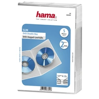 Hama Slim Double, obal na 2 DVD, s fóliou, priehľadný, balenie 5 ks (cena za balenie)
