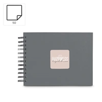 Hama album klasický špirálový FINE ART 24x17 cm, 50 strán, kamenná šedá, čierne listy