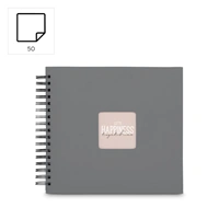 Hama album klasický špirálový FINE ART 28x24 cm, 50 strán, kamenná šedá, čierne listy