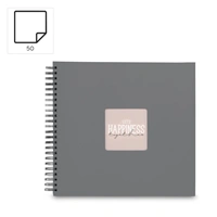 Hama album klasický špirálový FINE ART 36x32 cm, 50 strán, kamenná šedá, čierne listy