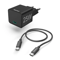Hama set: rýchla USB nabíjaka USB-C PD/QC 25 W + kábel USB C-C 1,5 m