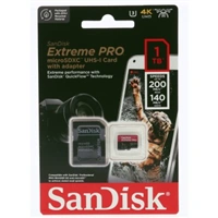 SanDisk Extreme PRO microSDXC 1 TB + SD Adapter 200 MB/s & 140 MB/s A2 C10 V30 UHS-I U3